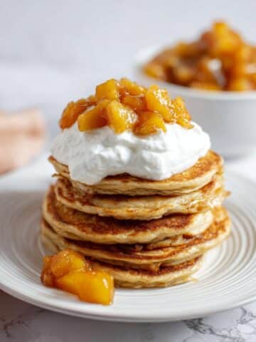 Fluffy Spiced Pancakes with Caramel Apple Compote Recipe