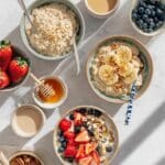 Creamy Vanilla Cinnamon Oatmeal with Honey and Toppings Recipe