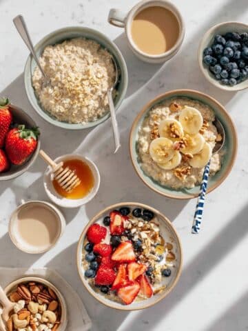 Creamy Vanilla Cinnamon Oatmeal with Honey and Toppings Recipe