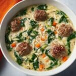 Italian Wedding Soup with Homemade Meatballs, Escarole, Carrots, and Orzo Recipe