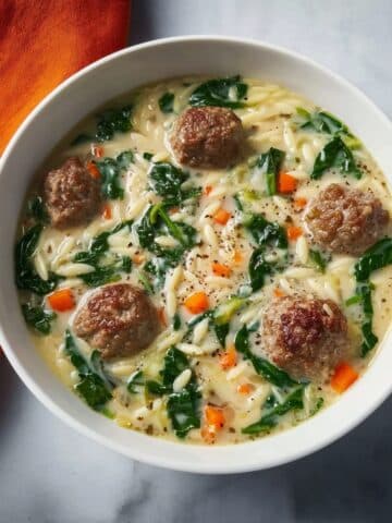 Italian Wedding Soup with Homemade Meatballs, Escarole, Carrots, and Orzo Recipe