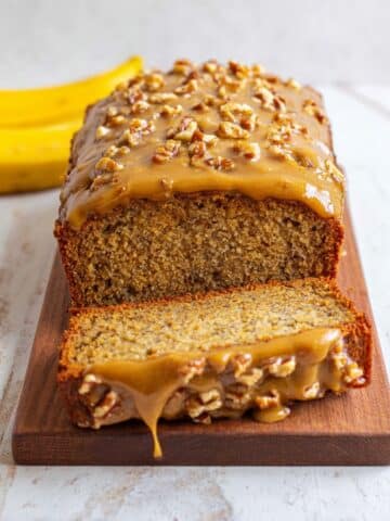 Greek Yogurt Banana Bread With Brown Sugar Pecan Glaze Recipe