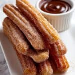 Chocolate Churros with Cinnamon Sugar and Rich Chocolate Dipping Sauce Recipe