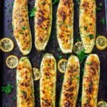 Ricotta Stuffed Zucchini Boats with Lemon and Parsley Recipe