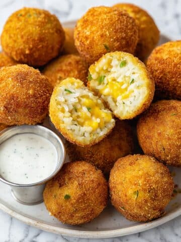 Fried Rice Balls with Broccoli and Cheddar Recipe