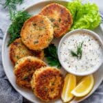 Salmon Cakes with Chive and Garlic Yogurt Sauce Recipe