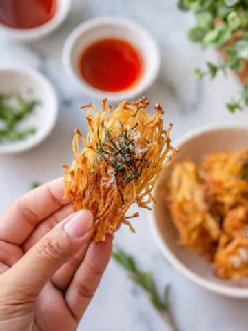 Crispy Fried Enoki Mushrooms with Spicy Dipping Sauces Recipe
