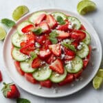 Watermelon Cucumber Salad with Strawberries and Feta Recipe